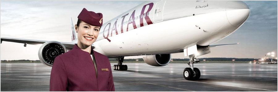 Qatar Airways crew and airplane
